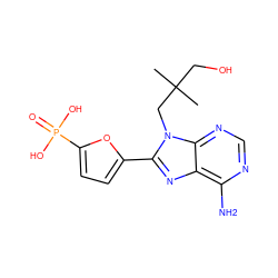 CC(C)(CO)Cn1c(-c2ccc(P(=O)(O)O)o2)nc2c(N)ncnc21 ZINC000040937710