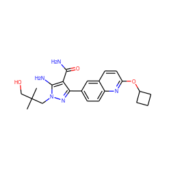 CC(C)(CO)Cn1nc(-c2ccc3nc(OC4CCC4)ccc3c2)c(C(N)=O)c1N ZINC000221746920