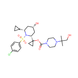 CC(C)(CO)N1CCN(C(=O)OC2([C@H]3C[C@@H](O)C[C@@H](C4CC4)N3S(=O)(=O)c3ccc(Cl)cc3)CC2)CC1 ZINC000028950682