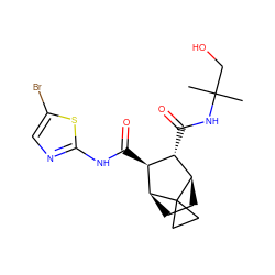 CC(C)(CO)NC(=O)[C@H]1[C@H](C(=O)Nc2ncc(Br)s2)[C@@H]2CC[C@H]1C21CC1 ZINC000168551663