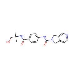 CC(C)(CO)NC(=O)c1ccc(NC(=O)N2Cc3ccncc3C2)cc1 ZINC000166007557