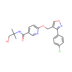 CC(C)(CO)NC(=O)c1ccc(OCc2conc2-c2ccc(Cl)cc2)nc1 ZINC000142079016