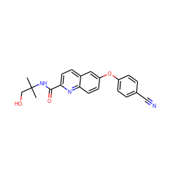 CC(C)(CO)NC(=O)c1ccc2cc(Oc3ccc(C#N)cc3)ccc2n1 ZINC000584630260