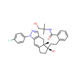 CC(C)(CO)NC(=O)c1ccccc1CC[C@]1(O)CCC2=Cc3c(cnn3-c3ccc(F)cc3)C[C@@]21C ZINC000095561571