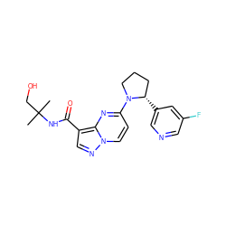 CC(C)(CO)NC(=O)c1cnn2ccc(N3CCC[C@@H]3c3cncc(F)c3)nc12 ZINC000169704219