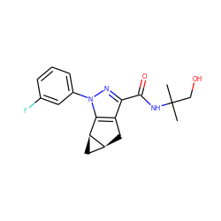 CC(C)(CO)NC(=O)c1nn(-c2cccc(F)c2)c2c1C[C@H]1C[C@@H]21 ZINC000299821000