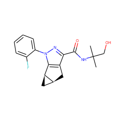 CC(C)(CO)NC(=O)c1nn(-c2ccccc2F)c2c1C[C@H]1C[C@@H]21 ZINC000299821644