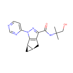 CC(C)(CO)NC(=O)c1nn(-c2ccncn2)c2c1C[C@H]1C[C@@H]21 ZINC000299838786