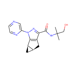 CC(C)(CO)NC(=O)c1nn(-c2cnccn2)c2c1C[C@H]1C[C@@H]21 ZINC000299823678