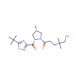 CC(C)(CO)NCC(=O)N1C[C@@H](F)C[C@H]1C(=O)c1noc(C(C)(C)C)n1 ZINC000028823296