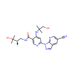 CC(C)(CO)Nc1cc(-n2ncc3cc(C#N)cnc32)ncc1C(=O)NC[C@@H](F)C(C)(C)O ZINC001772657839