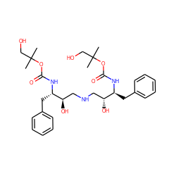 CC(C)(CO)OC(=O)N[C@@H](Cc1ccccc1)[C@H](O)CNC[C@@H](O)[C@H](Cc1ccccc1)NC(=O)OC(C)(C)CO ZINC000027523988