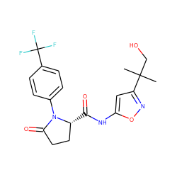 CC(C)(CO)c1cc(NC(=O)[C@@H]2CCC(=O)N2c2ccc(C(F)(F)F)cc2)on1 ZINC000147477330