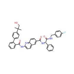 CC(C)(CO)c1ccc(-c2ccccc2C(=O)Nc2ccc3cc(C(=O)N[C@H](C(=O)NCc4ccc(F)cc4)c4ccccc4)ccc3n2)cc1 ZINC000095561146