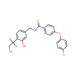 CC(C)(CO)c1ccc(CNC(=O)c2ccc(Oc3ccc(Cl)cc3)cc2)cc1O ZINC000028529327