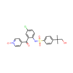 CC(C)(CO)c1ccc(S(=O)(=O)Nc2ccc(Cl)cc2C(=O)c2cc[n+]([O-])cc2)cc1 ZINC000113626280