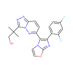 CC(C)(CO)c1nnc2ccc(-c3c(-c4ccc(F)cc4F)nc4occn34)nn12 ZINC000063298136