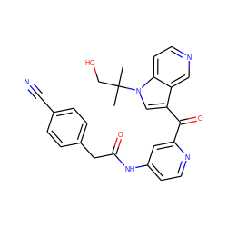 CC(C)(CO)n1cc(C(=O)c2cc(NC(=O)Cc3ccc(C#N)cc3)ccn2)c2cnccc21 ZINC001772607243