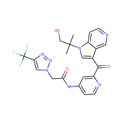 CC(C)(CO)n1cc(C(=O)c2cc(NC(=O)Cn3cc(C(F)(F)F)nn3)ccn2)c2cnccc21 ZINC001772612579