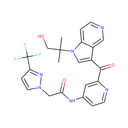 CC(C)(CO)n1cc(C(=O)c2cc(NC(=O)Cn3ccc(C(F)(F)F)n3)ccn2)c2cnccc21 ZINC001772587101