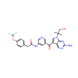 CC(C)(CO)n1cc(C(=O)c2cncc(NC(=O)Cc3ccc(OC(F)F)cc3)c2)c2cnc(N)nc21 ZINC000169708069