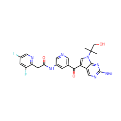 CC(C)(CO)n1cc(C(=O)c2cncc(NC(=O)Cc3ncc(F)cc3F)c2)c2cnc(N)nc21 ZINC000169708061