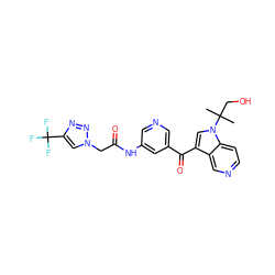 CC(C)(CO)n1cc(C(=O)c2cncc(NC(=O)Cn3cc(C(F)(F)F)nn3)c2)c2cnccc21 ZINC001772628957