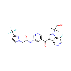 CC(C)(CO)n1cc(C(=O)c2cncc(NC(=O)Cn3ccc(C(F)(F)F)n3)c2)c2cncc(F)c21 ZINC001772581584