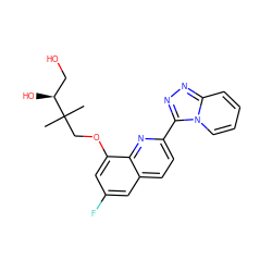 CC(C)(COc1cc(F)cc2ccc(-c3nnc4ccccn34)nc12)[C@@H](O)CO ZINC000096175104