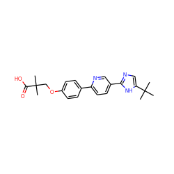 CC(C)(COc1ccc(-c2ccc(-c3ncc(C(C)(C)C)[nH]3)cn2)cc1)C(=O)O ZINC000218546759