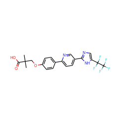 CC(C)(COc1ccc(-c2ccc(-c3ncc(C(F)(F)C(F)(F)F)[nH]3)cn2)cc1)C(=O)O ZINC000218549829