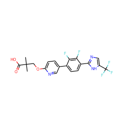 CC(C)(COc1ccc(-c2ccc(-c3ncc(C(F)(F)F)[nH]3)c(F)c2F)cn1)C(=O)O ZINC000218551112