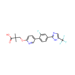 CC(C)(COc1ccc(-c2ccc(-c3ncc(C(F)(F)F)[nH]3)cc2F)cn1)C(=O)O ZINC000218550576