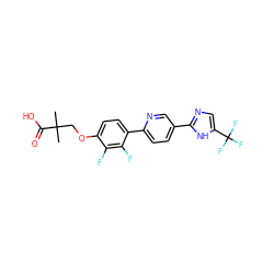 CC(C)(COc1ccc(-c2ccc(-c3ncc(C(F)(F)F)[nH]3)cn2)c(F)c1F)C(=O)O ZINC000204773965