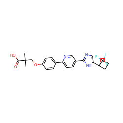 CC(C)(COc1ccc(-c2ccc(-c3ncc(C4(C(F)(F)F)CCC4)[nH]3)cn2)cc1)C(=O)O ZINC000205342536