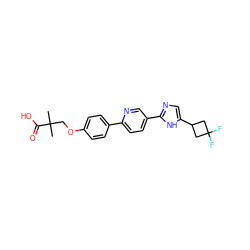 CC(C)(COc1ccc(-c2ccc(-c3ncc(C4CC(F)(F)C4)[nH]3)cn2)cc1)C(=O)O ZINC000200826108