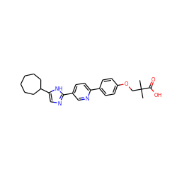 CC(C)(COc1ccc(-c2ccc(-c3ncc(C4CCCCCC4)[nH]3)cn2)cc1)C(=O)O ZINC000204766526