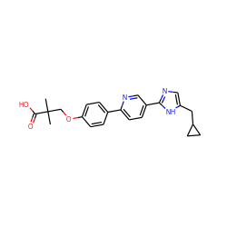 CC(C)(COc1ccc(-c2ccc(-c3ncc(CC4CC4)[nH]3)cn2)cc1)C(=O)O ZINC000218543610