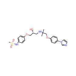 CC(C)(COc1ccc(-n2ccnc2)cc1)NC[C@@H](O)COc1ccc(NS(C)(=O)=O)cc1 ZINC000026024930