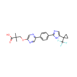 CC(C)(COc1cnc(-c2ccc(-c3ncc(C4(C(F)(F)F)CC4)[nH]3)cc2)cn1)C(=O)O ZINC000218546205