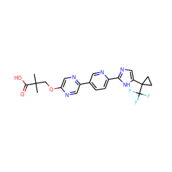 CC(C)(COc1cnc(-c2ccc(-c3ncc(C4(C(F)(F)F)CC4)[nH]3)nc2)cn1)C(=O)O ZINC000218560371