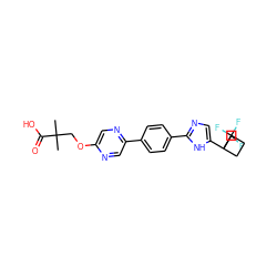 CC(C)(COc1cnc(-c2ccc(-c3ncc(C4(C(F)(F)F)CCC4)[nH]3)cc2)cn1)C(=O)O ZINC000218546105