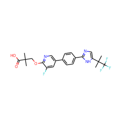 CC(C)(COc1ncc(-c2ccc(-c3ncc(C(C)(C)C(F)(F)F)[nH]3)cc2)cc1F)C(=O)O ZINC000218561505