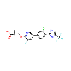 CC(C)(COc1ncc(-c2ccc(-c3ncc(C(F)(F)F)[nH]3)c(Cl)c2)cc1F)C(=O)O ZINC000218551318