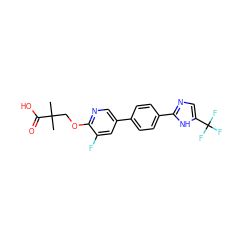 CC(C)(COc1ncc(-c2ccc(-c3ncc(C(F)(F)F)[nH]3)cc2)cc1F)C(=O)O ZINC000218553511