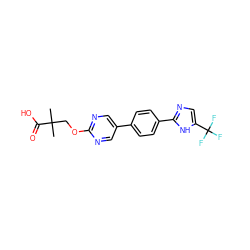 CC(C)(COc1ncc(-c2ccc(-c3ncc(C(F)(F)F)[nH]3)cc2)cn1)C(=O)O ZINC000218549516