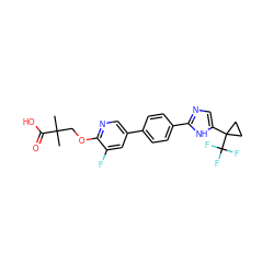 CC(C)(COc1ncc(-c2ccc(-c3ncc(C4(C(F)(F)F)CC4)[nH]3)cc2)cc1F)C(=O)O ZINC000218559133