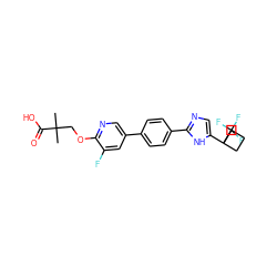 CC(C)(COc1ncc(-c2ccc(-c3ncc(C4(C(F)(F)F)CCC4)[nH]3)cc2)cc1F)C(=O)O ZINC000204762495