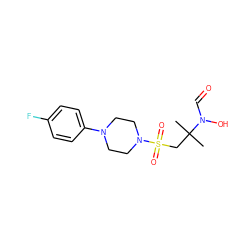 CC(C)(CS(=O)(=O)N1CCN(c2ccc(F)cc2)CC1)N(O)C=O ZINC000071281626