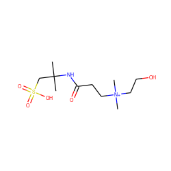 CC(C)(CS(=O)(=O)O)NC(=O)CC[N+](C)(C)CCO ZINC000002361757